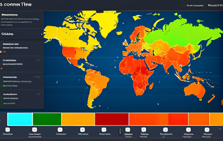 **Interactive Heatmap of E-commerce Website:** A dynamic heatmap visualization of an e-commerce website, highlighting areas of high user activity (clicks, dwell time) with warm colors (reds, oranges) and areas of low activity with cool colors (blues, greens). The visualization should clearly show product areas and navigation elements, illustrating how customers interact with the site.