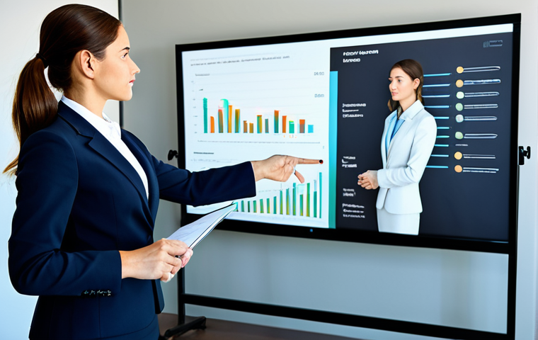 Business Presentation**

"A professional businesswoman in a modest business suit, giving a presentation in a modern office conference room. She is gesturing towards a screen displaying a data visualization. Fully clothed, appropriate attire, safe for work, perfect anatomy, natural proportions, professional photography, high quality, bright and well-lit."

**