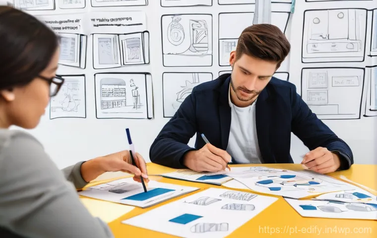 시각적 사고를 증진시키는 그룹 활동 - **"Seamless Hybrid Team Collaboration on a Digital Whiteboard"**
    A contemporary, wide-angle imag...