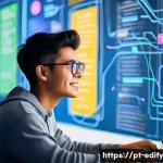 시각화 학습 기법의 최신 트렌드 - **Prompt:** A dynamic, brightly lit scene featuring a young adult, possibly a university student, si...